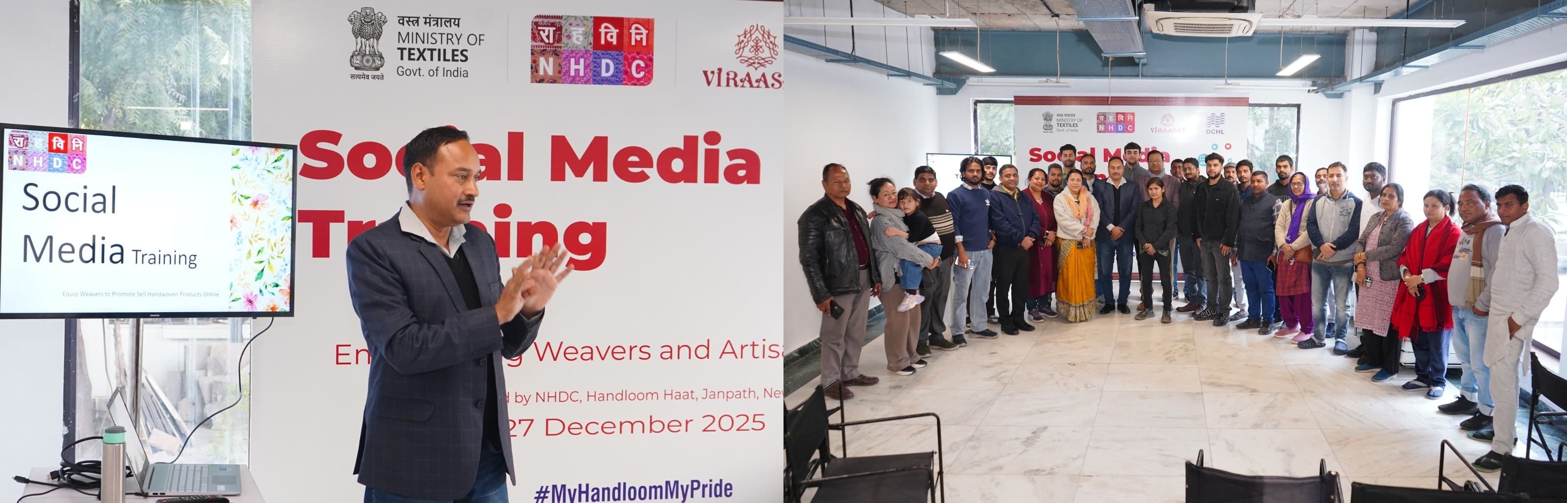 Social media training to weavers for business generation and digital empowerment conducted by NHDC, Dec 2025
