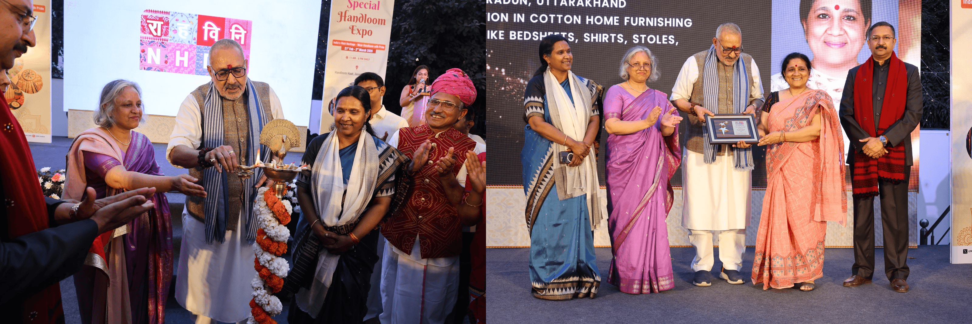 HMoT, inaugurated Special Handloom expo at Handloom Haat, Janpath, Honouring distinguished weavers for preserving India’s weaving heritage, Feb-2026.